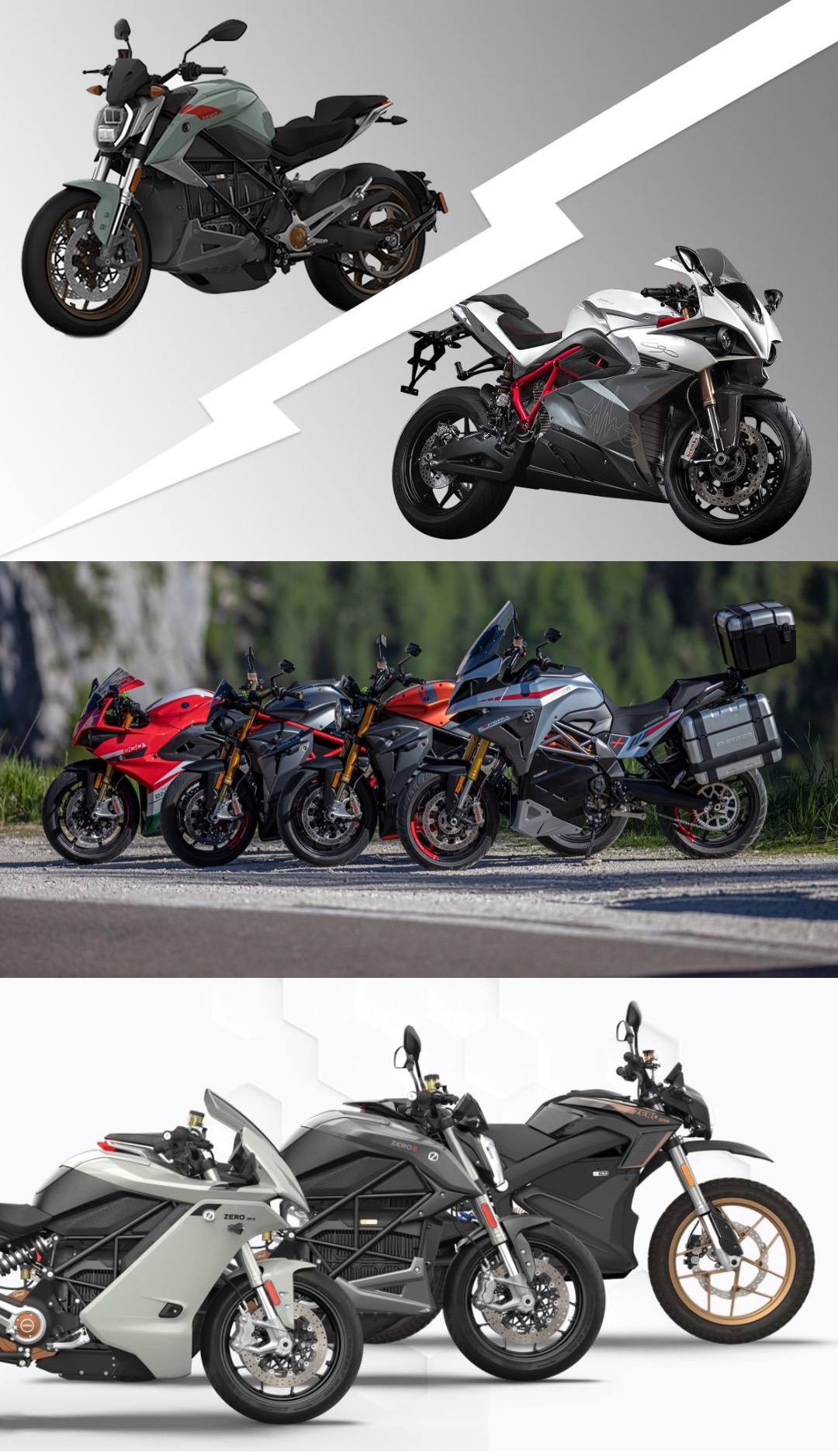 zero & energica electric motorbikes